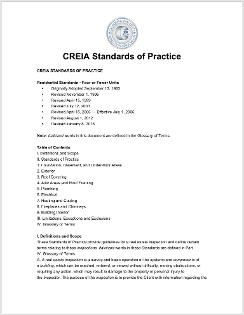 CREIA Standards of Practice, home inspection, property inspector, home inspection certification